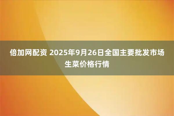 倍加网配资 2025年9月26日全国主要批发市场生菜价格行情